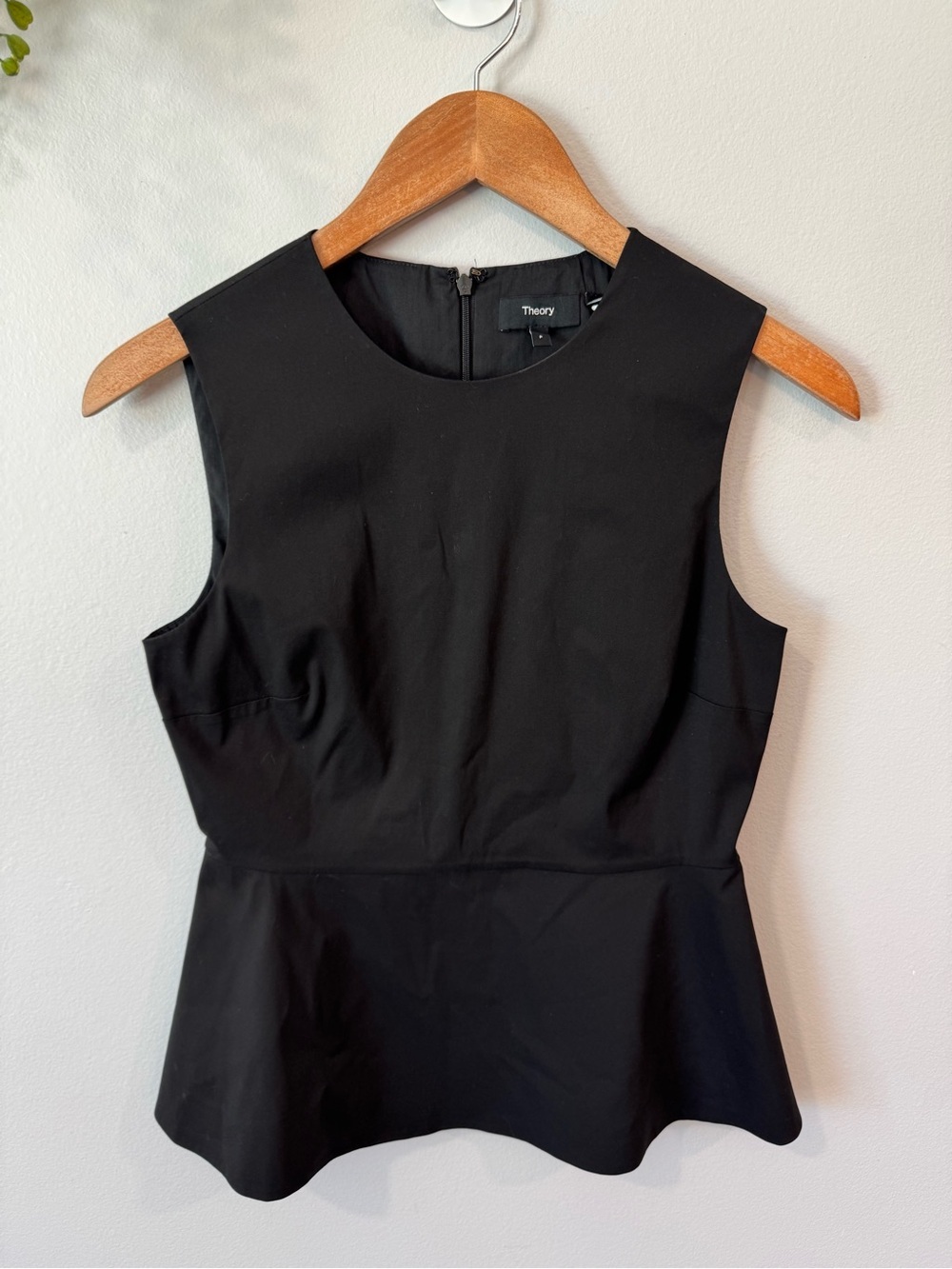 Theory Black Sleeveless Peplum Top Sz P
